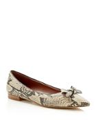Cole Haan Alice Bow Snake-embossed Pointed Toe Flats
