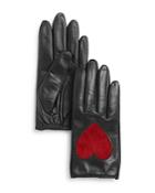 Aqua Heart Applique Leather Tech Gloves - 100% Exclusive