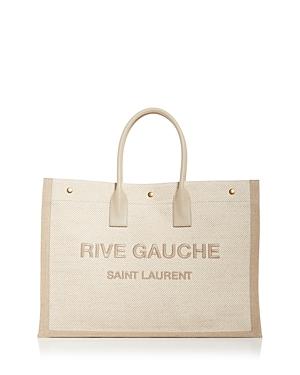 Saint Laurent Rive Gauche Textured Linen Canvas Tote
