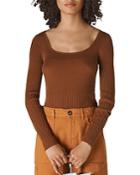Whistles Square-neck Mixed Ribbed Knit Top