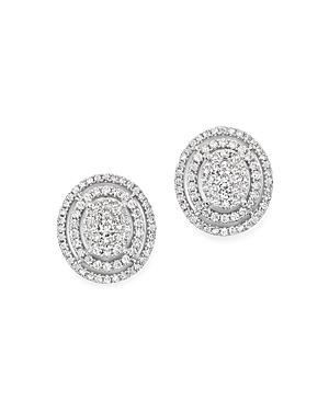 Diamond Cluster Stud Earrings In 14k White Gold, 1.50 Ct. T.w. - 100% Exclusive