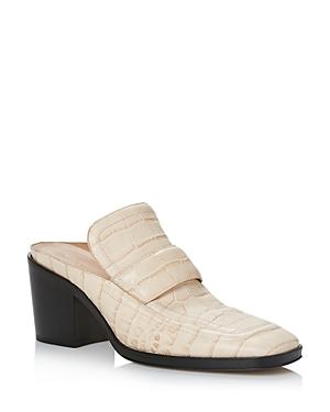 Bottega Veneta Women's Square Toe Block Heel Embossed Leather Loafers