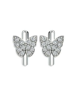 Aqua Pave Butterfly Hoop Earrings In Sterling Silver - 100% Exclusive