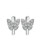 Aqua Pave Butterfly Hoop Earrings In Sterling Silver - 100% Exclusive