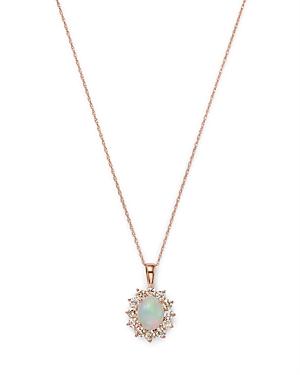 Bloomingdale's Opal & Diamond Oval Halo Pendant Necklace In 14k Rose Gold, 18 - 100% Exclusive