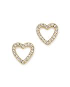 Diamond Heart Stud Earrings In 14k Yellow Gold, .20 Ct. T.w.