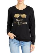 Karl Lagerfeld Paris Metallic Sunglasses Logo Sweatshirt