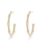 Natori 14k Yellow Gold Diamond Small Hoop Earrings