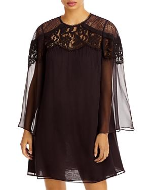 Rebecca Taylor Long Sleeve Silk Chiffon Mini Dress