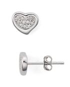 Bloomingdale's Diamond Heart Stud Earrings In Sterling Silver - 100% Exclusive