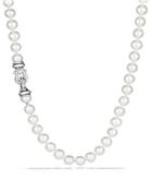 David Yurman Sterling Silver Pearl Station Necklace With Diamonds, 36
