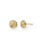 14k Yellow Gold Round Ribbed Stud Earrings - 100% Exclusive