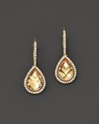 Citrine And Diamond Drop Earrings In 14k Yellow Gold - 100% Exclusive
