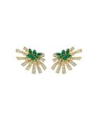 Hueb 18k Yellow Gold Mirage Emerald & Diamond Cluster Stud Earrings