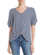 Status By Chenault Striped Twist-front Top
