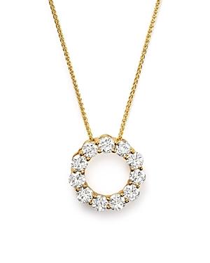 Diamond Circle Pendant Necklace In 14k Yellow Gold, 2.0 Ct. T.w.