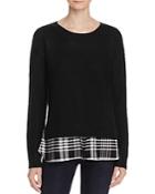 Aqua Plaid Shirttail Sweater