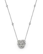 Diamond Rose Pendant Necklace In 14k White Gold, .35 Ct. T.w.