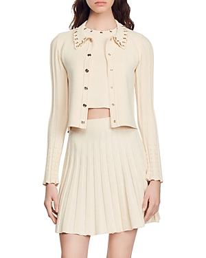 Sandro Aura Grommet Collar Cardigan