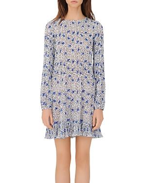Maje Rockya Pleated Floral Printed Dress