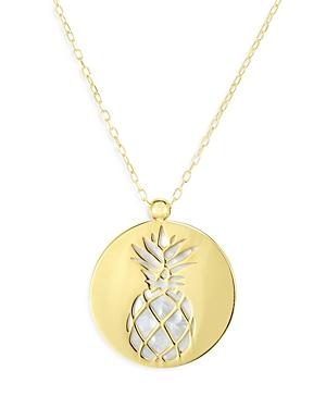 Bloomingdale's 14k Yellow Gold Mother-of-pearl Pineapple Disc Pendant Necklace, 18 - 100% Exclusive