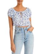 Sundry Cotton Ditzy Floral Puff Sleeve Top