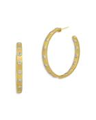 Freida Rothman Glistening Pave Studded C Hoop Earrings In Two Tone Sterling Silver