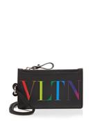 Valentino Rainbow Logo Leather Card Case