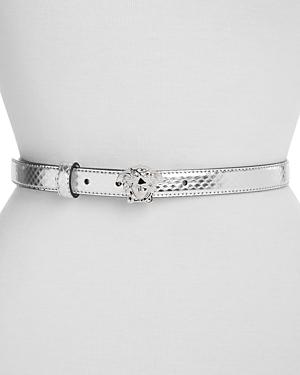 Versace Women's Medusa Head Buckle Slim Snakeskin Belt