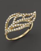 Kc Designs Diamond Leaf Ring In 14k Yellow Gold