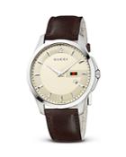 Gucci G Timeless Stainless Steel Watch With Ivory Diamante Dial, 38mm