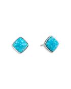 John Hardy Sterling Silver Classic Chain Turquoise Sugarloaf Stud Earrings
