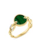 Bloomingdale's Malachite & Diamond Link Ring In 14k Yellow Gold - 100% Exclusive