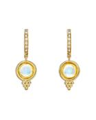 Temple St. Clair 18k Yellow Gold Classic Blue Moonstone & Diamond Drop Earrings