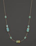 Ippolita 18k Gold Rock Candy Gelato 9 Stone Rectangle Necklace In Rutilated Quartz And Turquoise Doublet, 18
