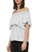 Allsaints Sacha Off-the-shoulder Chambray Top