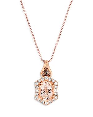 Bloomingdale's Morganite, Champagne & Brown Diamond Halo Pendant Necklace In 14k Rose Gold, 20 - 100% Exclusive