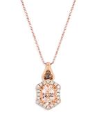 Bloomingdale's Morganite, Champagne & Brown Diamond Halo Pendant Necklace In 14k Rose Gold, 20 - 100% Exclusive