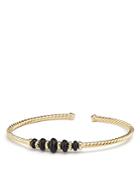 David Yurman Rio Rondelle Cabled Cuff Bracelet With Black Onyx In 18k Gold