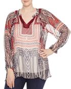 Lucky Brand Plus Abstract Print Blouse