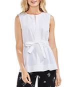 Vince Camuto Poplin Sleeveless Belted Top
