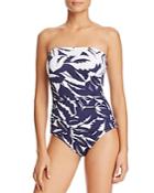 Tommy Bahama Graphic Long Bandeau One Piece Swimsuit