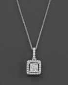 Diamond Princess Cut Halo Pendant Necklace In 14k White Gold, .40 Ct. T.w.