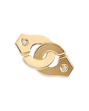 Dinh Van 18k Yellow Gold Menottes Diamond Huggie Hoop Earrings