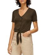 Whistles Linen Button Front Tie Top