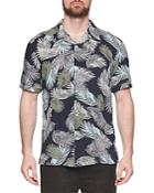 Eleven Paris Leaf Print Camp Shirt