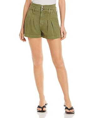 Veronica Beard Jaylen High Rise Pleated Denim Shorts In Clover
