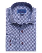 David Donahue Mini Medallion Print Fusion Regular Fit Dress Shirt