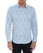 Robert Graham Jellyfish Cotton Blend Abstract Watercolor Print Classic Fit Button Down Shirt