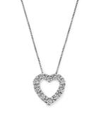Diamond Heart Pendant Necklace In 14k White Gold, 1.0 Ct. T.w.